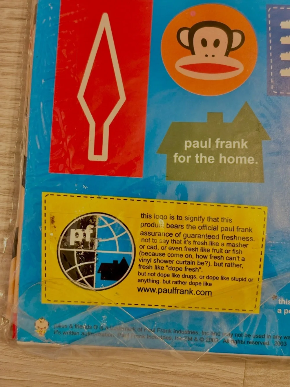 Vintage Paul Frank Julius the Monkey Vinyl Shower Curtain 72